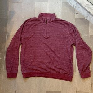 Johnnie O Men's XL Preformamce Pull-over, burgundy/blue stripe